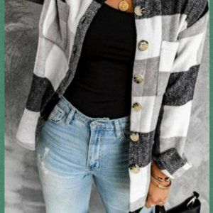BOUTIQUE CLOSE OUT!!!! black and gray plaid shacket